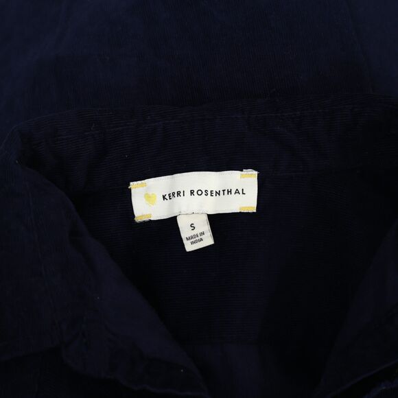 Kerri Rosenthal Ruffle Long Sleeve Tunic Shirt Top Buttondown Navy S New 283481 - Picture 5 of 5